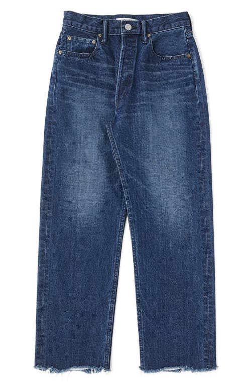 MOUSSY VINTAGE Capac Rigid Crop Raw Hem Wide Leg Jeans in Blue