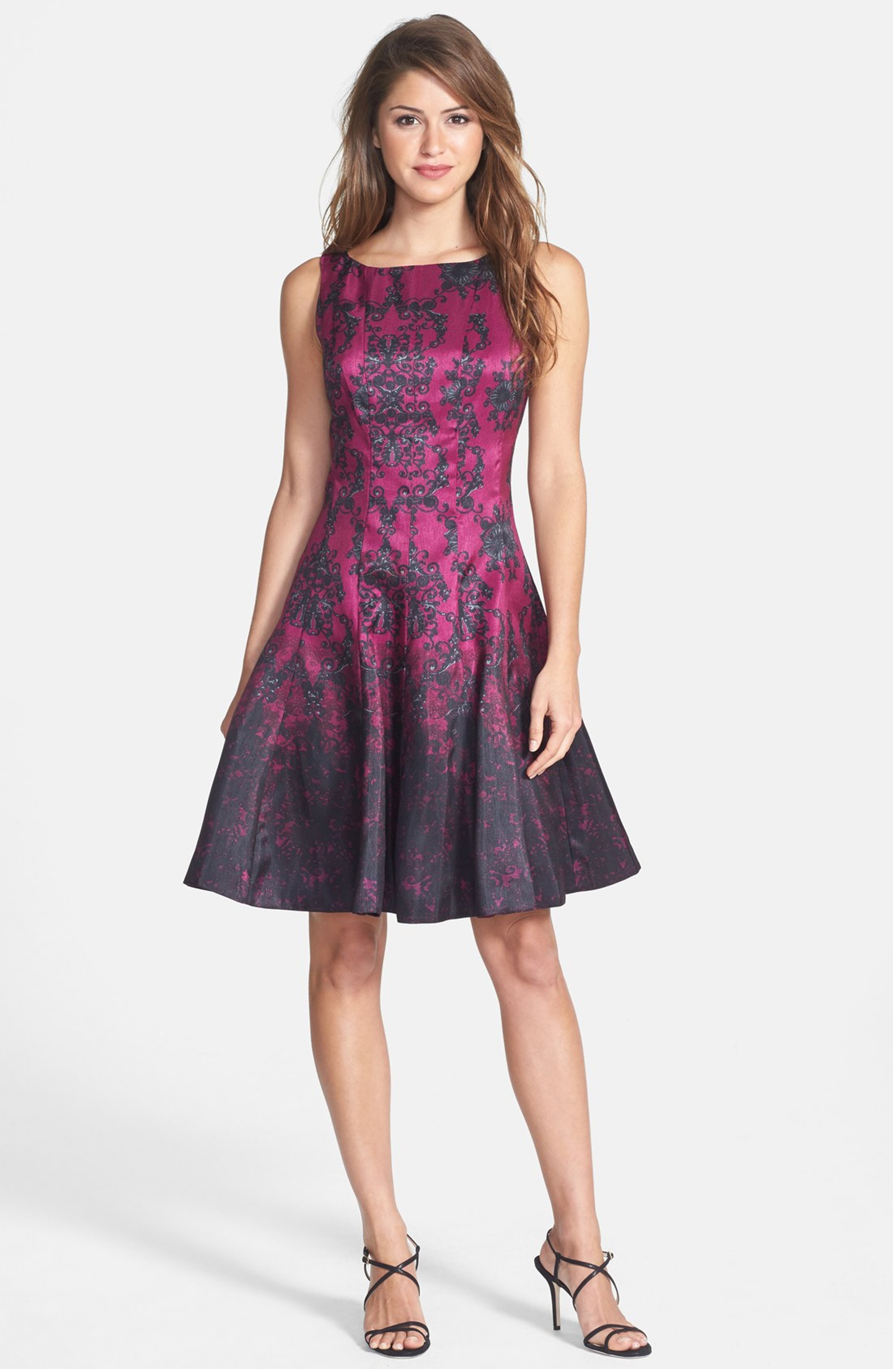 Taylor Dresses Print Shantung Fit & Flare Dress | Nordstrom