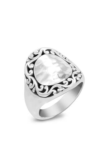 Shop Devata Bali Hammer Signet Ring In Silver