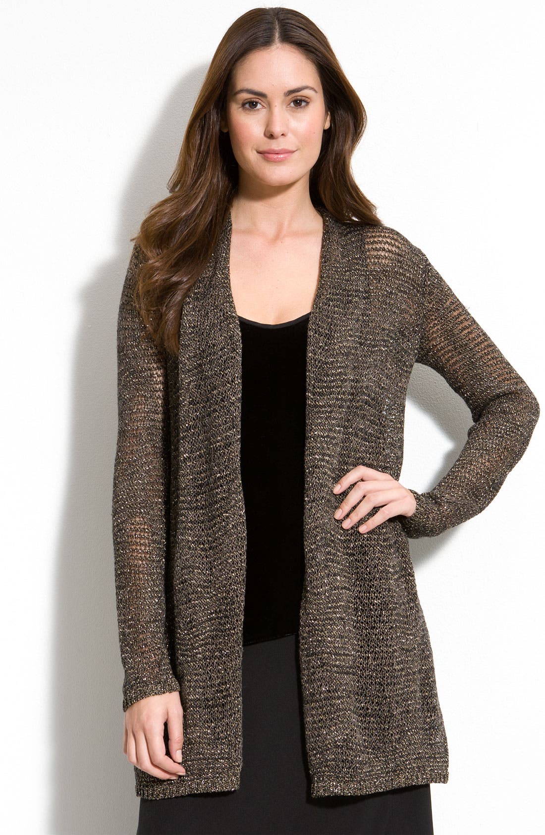 Eileen Fisher Sheer Metallic Knit Cardigan Nordstrom