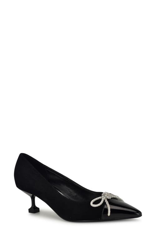 Nine West Wendon Pointed Cap Toe Kitten Heel Pump In Black