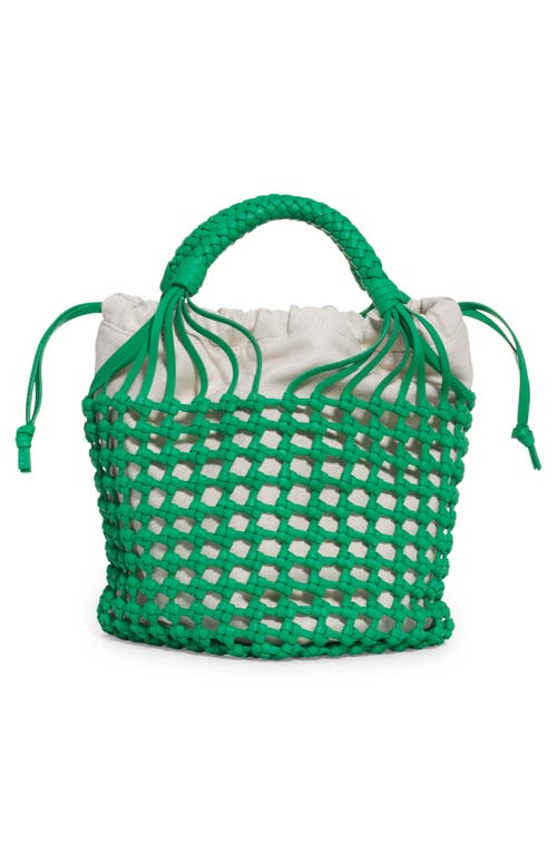 Shop Bottega Veneta Intrecciato Macramé Leather Top Handle Bag In Parakeet/nat/para-si