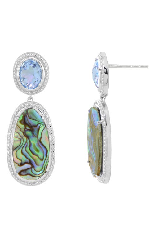 Shop Candela Jewelry Sterling Silver, Blue Topaz & Abalone Dangle Earrings In Silver/multi Green