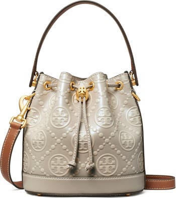 Tory Burch Tan Leather miller Bucket Bag in Natural