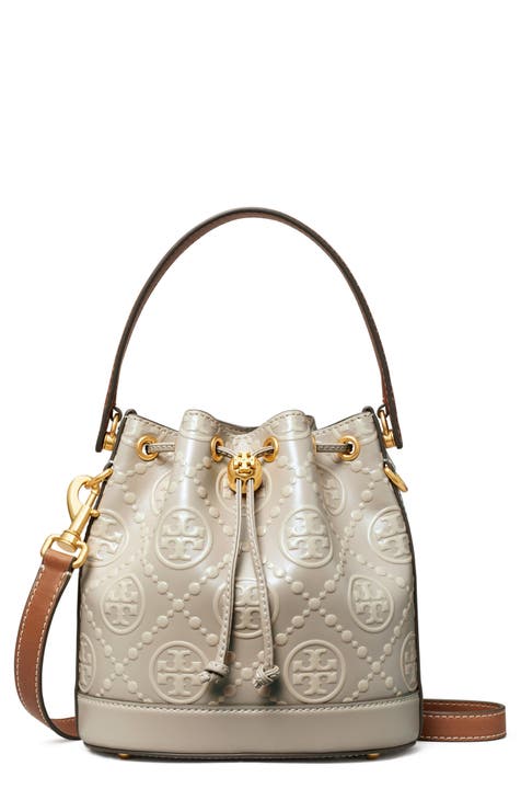 T Monogram Embossed Bucket Bag