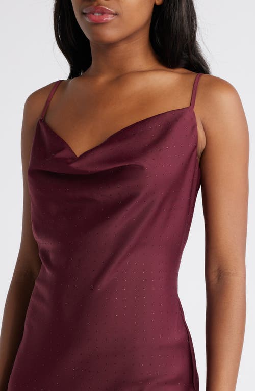 Shop Rare London Diamante Satin Slipdress In Burgundy