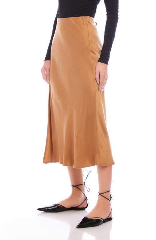 Shop Fifteen Twenty Brielle Slit Hem Midi Skirt In Camel