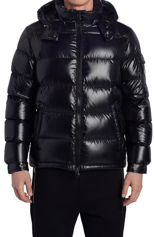 Shop Moncler Maya Lacquered Down Jacket In Black/black