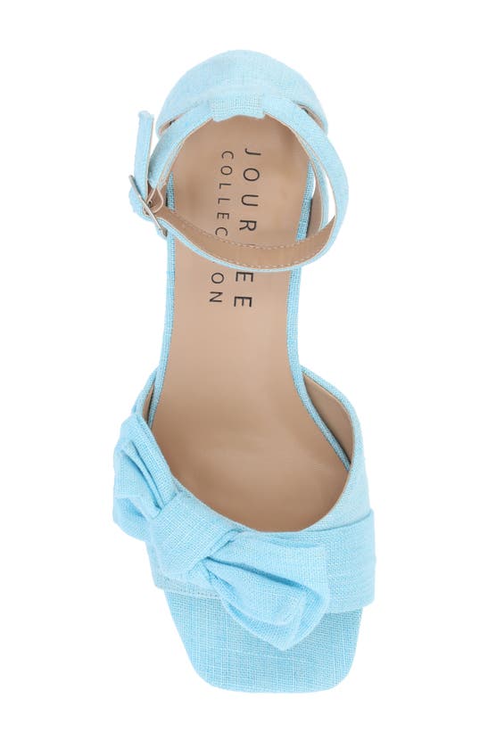 Shop Journee Collection Zevi Bow Block Heel Sandal In Blue