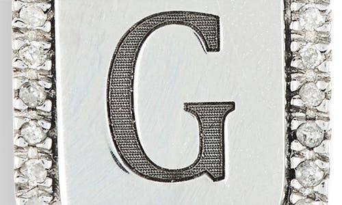 Meshmerise Diamond Initial Dog Tag Pendant Necklace In White-g