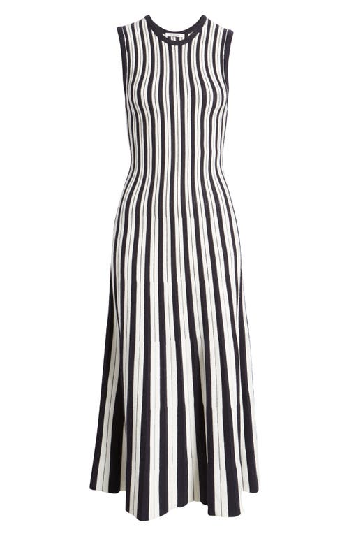 Shop Zoe And Claire Stripe Midi Sweater Dress In Navy/ivory