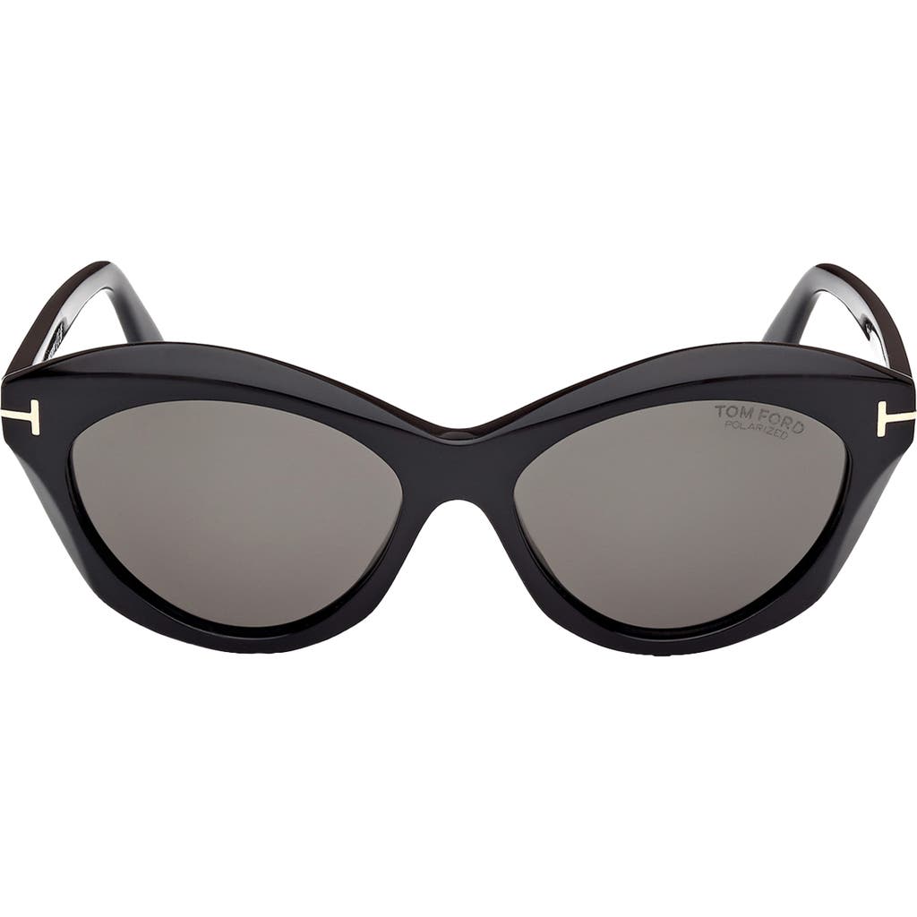 Tom Ford Toni 55mm Polarized Oval Sunglasses In Black