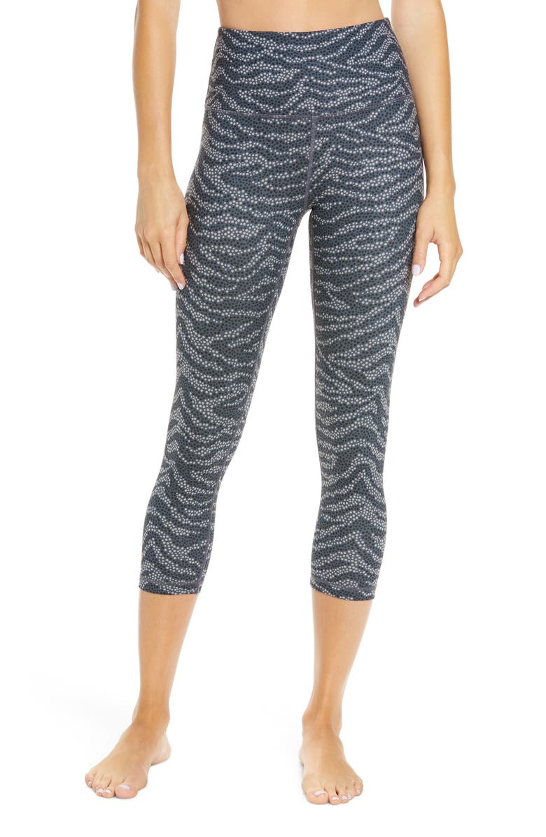 ZELLA High Waist Studio Lite Crop Leggings, Main, color, BLACK ZEBRA DOT PRINT