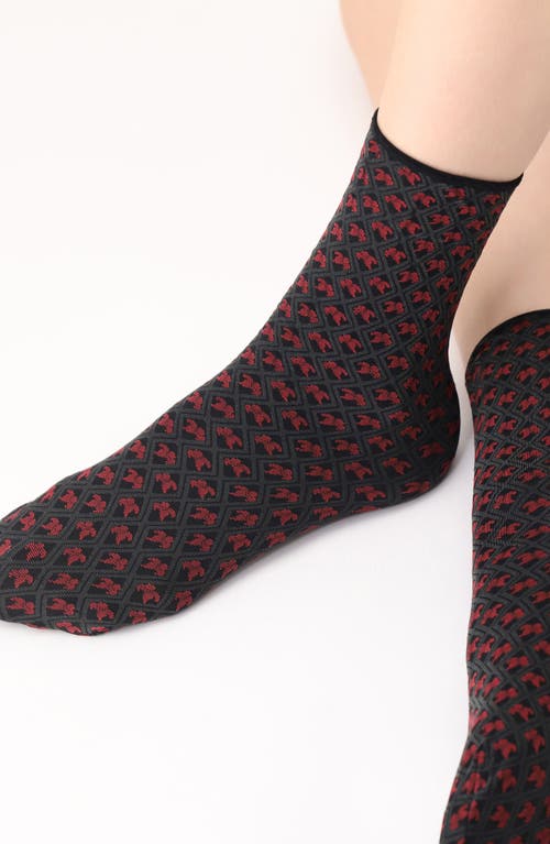 Shop Oroblu Tiny Patterns Assorted 2-pack Crew Socks In Grey/red