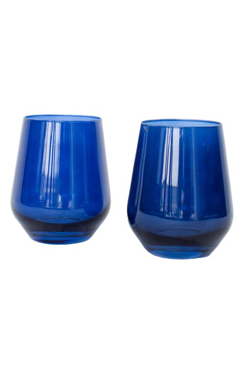 Shop Estelle Colored Glass Set Of 2 Stemless Wine Glasses In Midnight