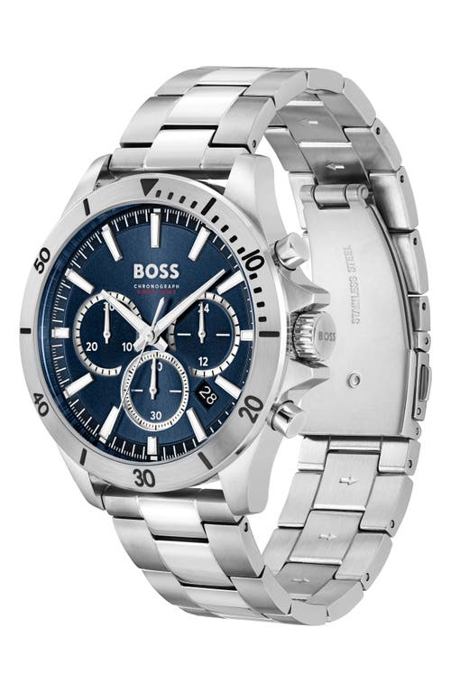Hugo Boss Men's Chronograph Troper Stainless Steel Bracelet Watch 45mm In Blue