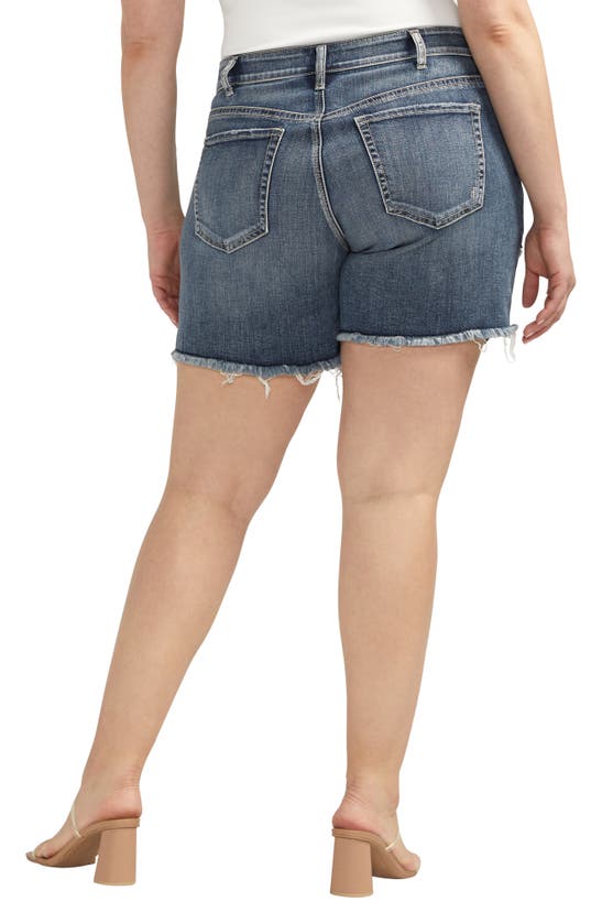 Shop Silver Jeans Co. Americana Mid Rise Boyfriend Shorts In Indigo