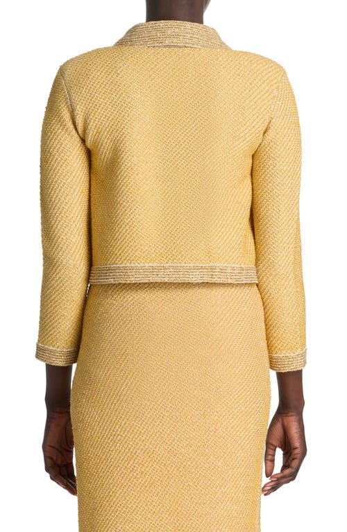 Shop St John St. John Evening Sequin Twill Knit Jacket In Golden Rod/light Khaki Multi