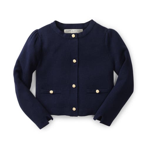 Shop Hope & Henry Baby Girls' Milano Stitch Cardigan, Infant In Navy