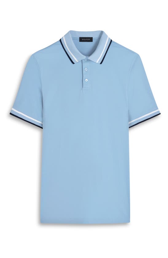 Shop Bugatchi Tipped Short Sleeve Cotton Polo In Air Blue