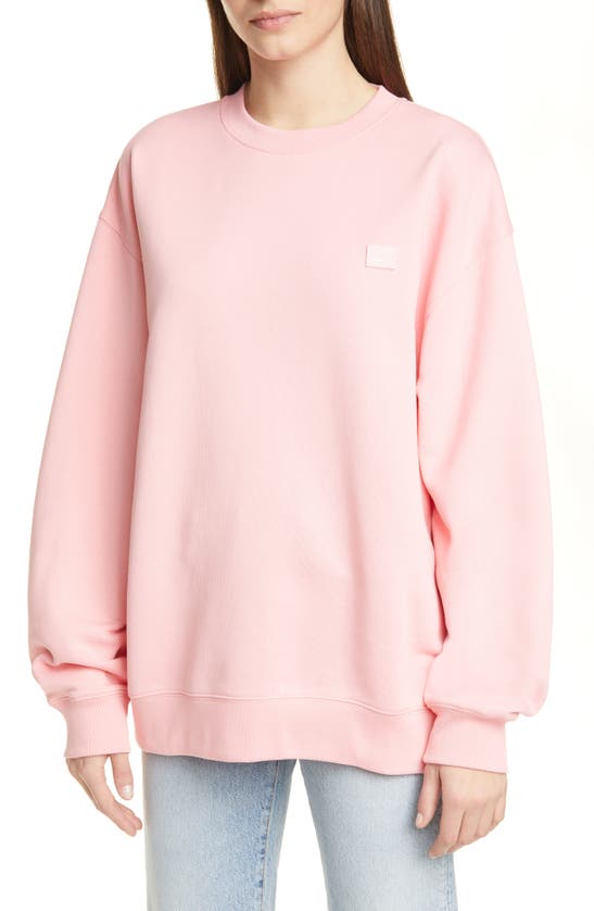 Acne Studios Forba Face Oversize Sweatshirt In Blush Pink