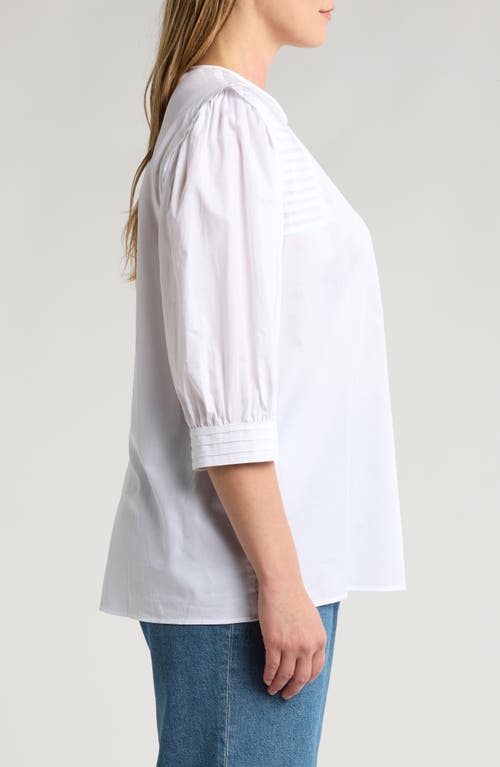 Shop Harshman Delaney Pleated Sleeve Cotton Top In White