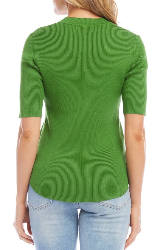 Shop Karen Kane Rib Short Sleeve Sweater In Green