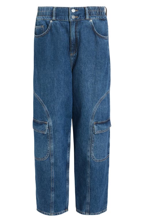 Shop Allsaints Hailey High Waist Straight Leg Cargo Jeans In Mid Indigo