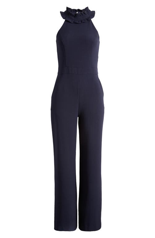 Eliza J Ruffle Halter Neck Jumpsuit in Navy