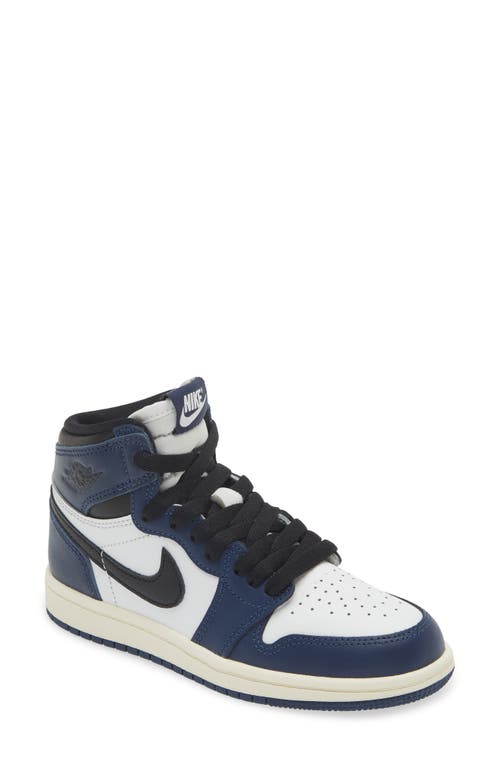 Shop Jordan Kids' Air  1 Retro High Top Sneaker In Navy/black/white