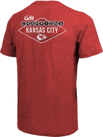 Men's Majestic Threads Scarlet San Francisco 49ers Super Bowl LVIII  Tri-Blend Long Sleeve T-Shirt
