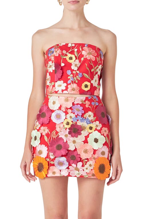 Endless Rose Floral Embroidered Strapless Two-Piece Minidress at Nordstrom,