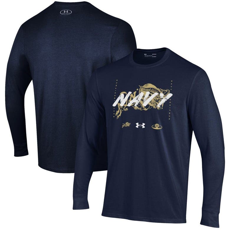 Under Armour Kids' Youth   Navy Navy Midshipmen Unity Long Sleeve T-shirt
