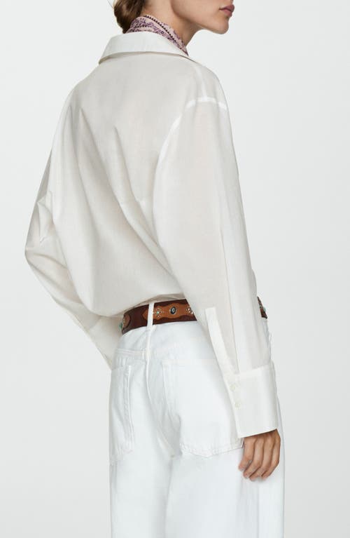 Shop Mango Lightweight Cotton Button-up Shirt In White