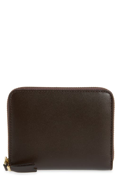 Classic Leather Zip Accordion Wallet in Brown