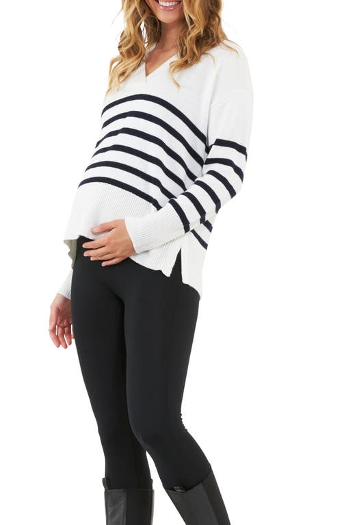 Shop Ripe Maternity Hanna Maternity/nursing Sweater In White/navy