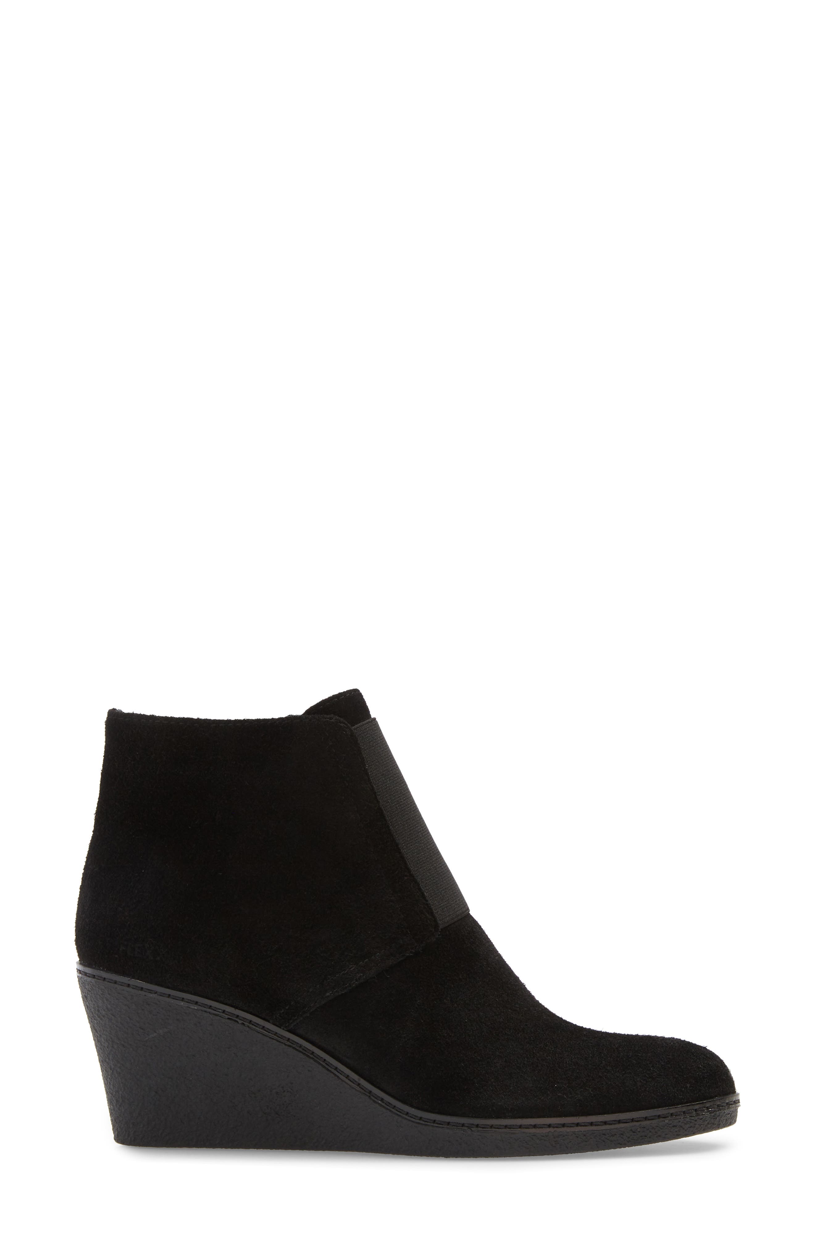 black suede wedge bootie