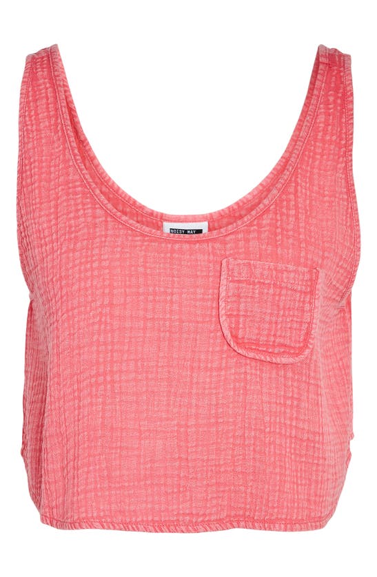 Shop Noisy May Sean Cotton Gauze Pocket Tank In Sun Kissed Coral Detail Washed