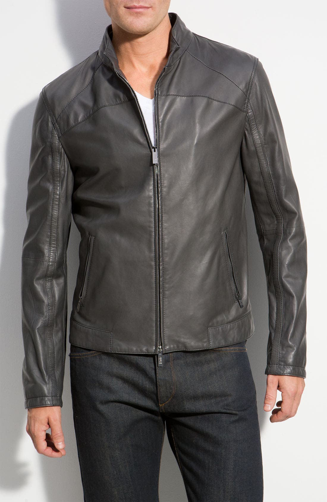 emporio collezione men's leather jacket