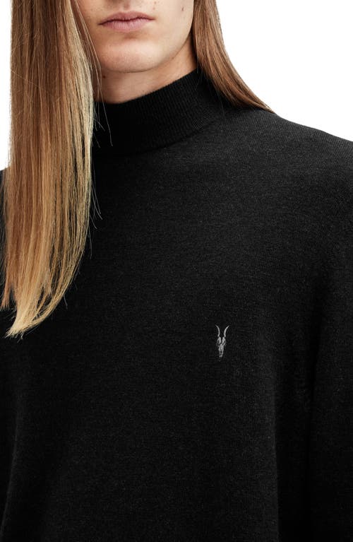 Shop Allsaints Kilburn Wool Blend Mock Neck Sweater In Cinder Black Marl