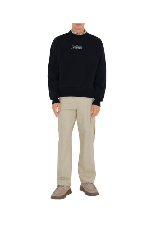 Burberry Black Logo Cotton Blend Sweatshirt In Coal