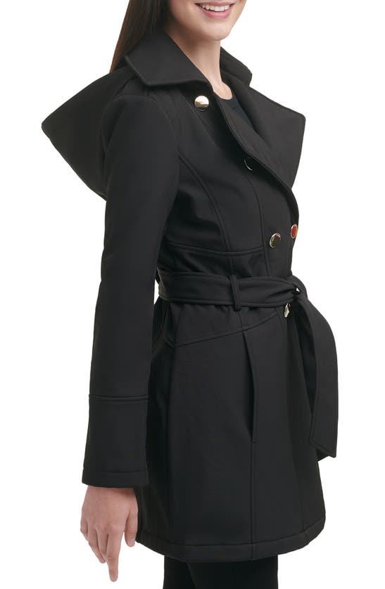 Shop Guess Belted Coat With Hood In Black