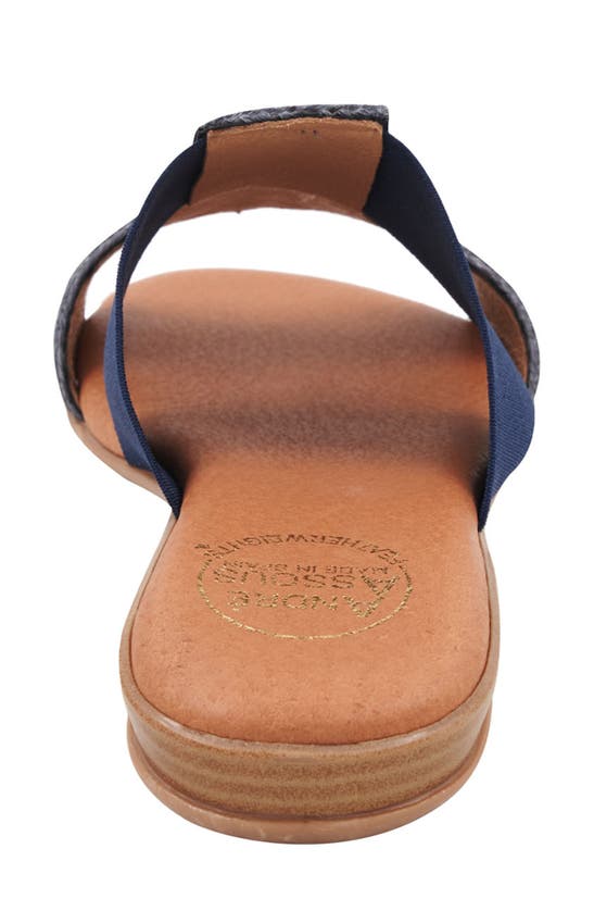 Shop Andre Assous Noor Raffia Slide Sandal In Navy