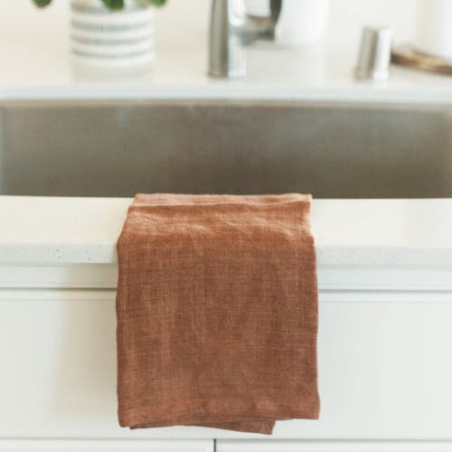 Creative Women Stone Washed Linen Tea Towel In Terracotta