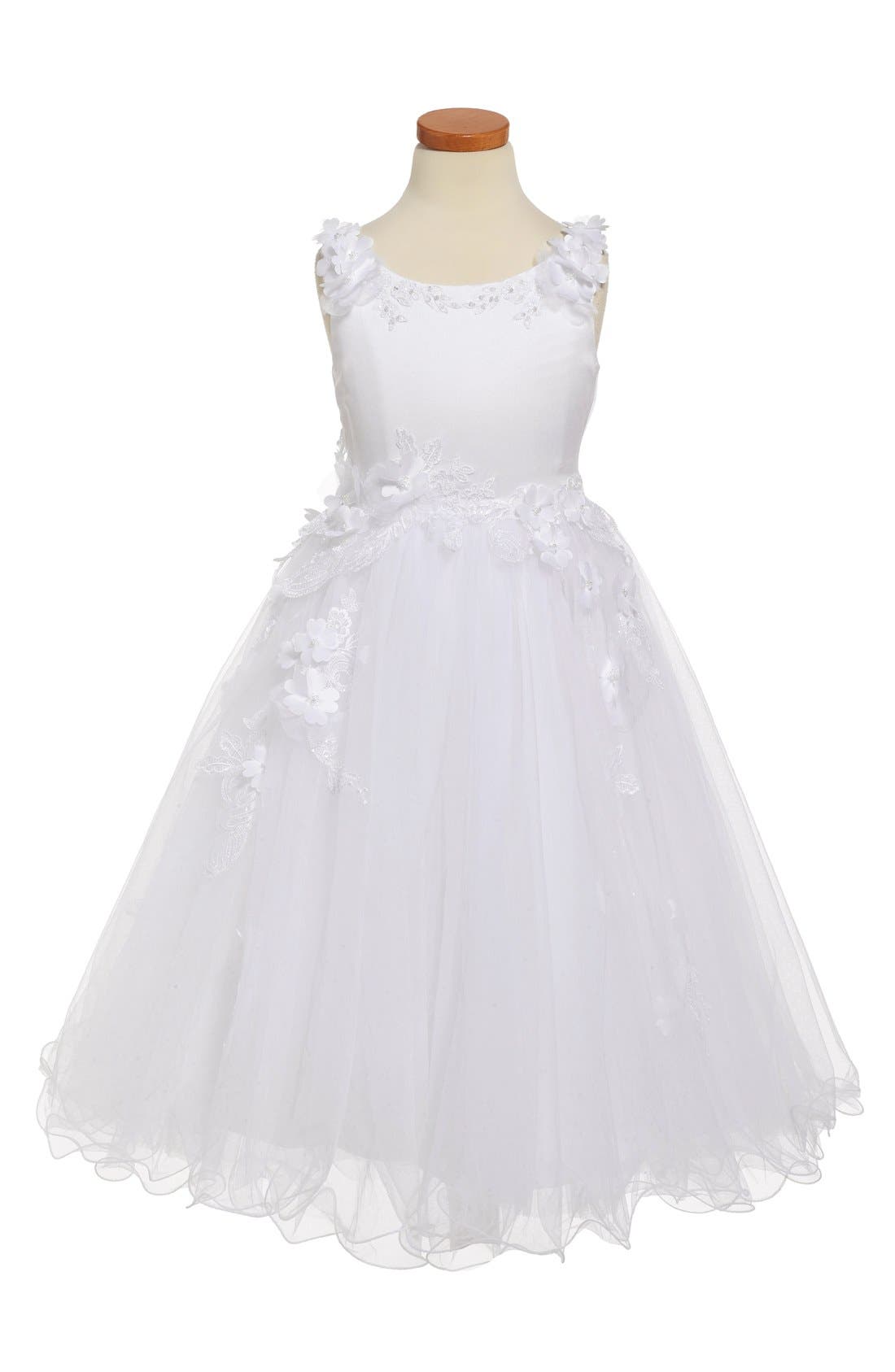 Joan Calabrese for Mon Cheri Satin & Lace First Communion Dress (Big