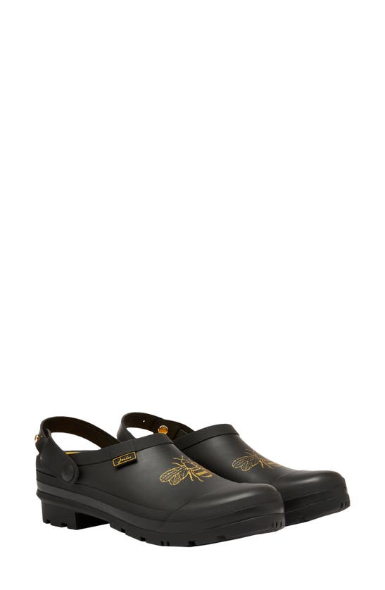 Joules Welly Clog In Gold Etched Bee