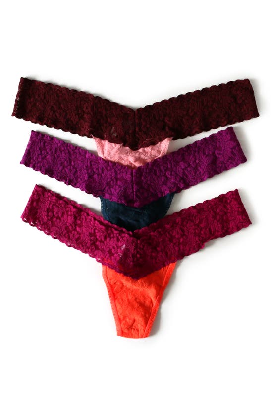 Hanky Panky Low Rise Lace Thongs In Ish/mdt/or