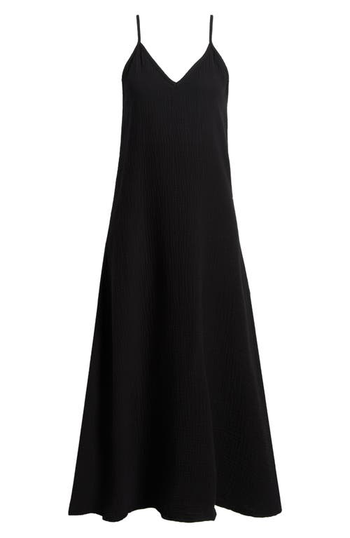 V-Neck Cover-Up Maxi Dress in Black
