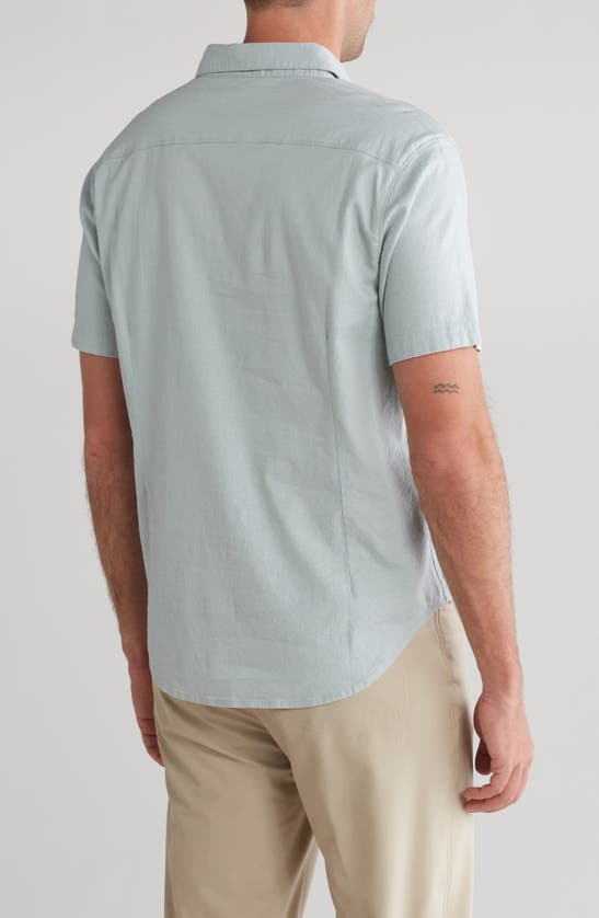 Shop Pto Island Short Sleeve Linen Blend Shirt In Arctic