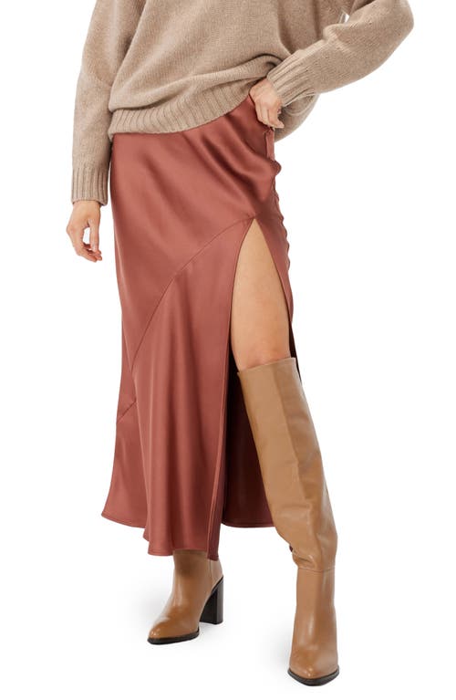 Manhattan Satin Maxi Skirt in Rust